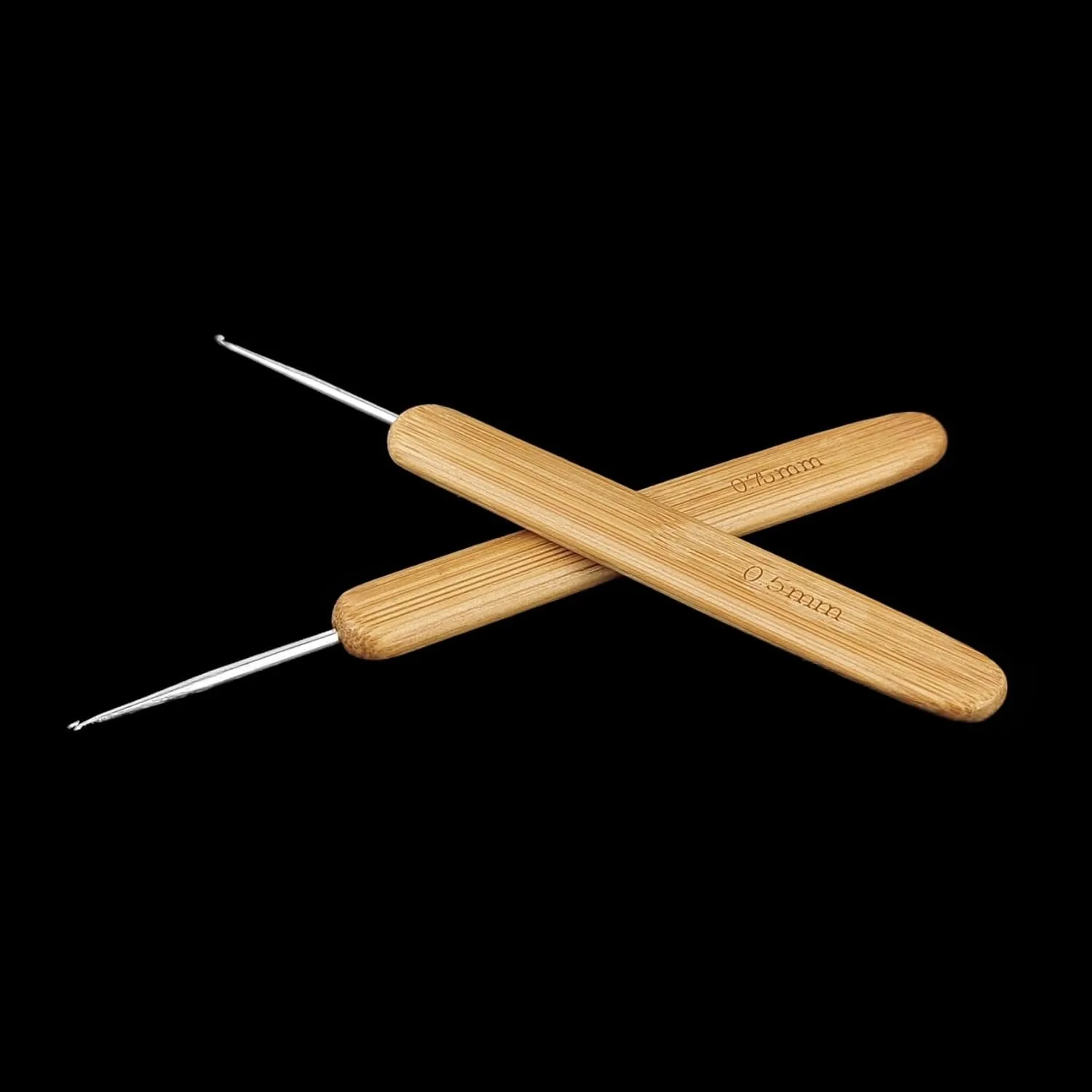 ידית במבוק, 2 יחידות / מערכת 0.5mm + 0.75mm פלדת קרושה, חוג קרושה לצמיגי שיער, לכלי צמיגי שיער