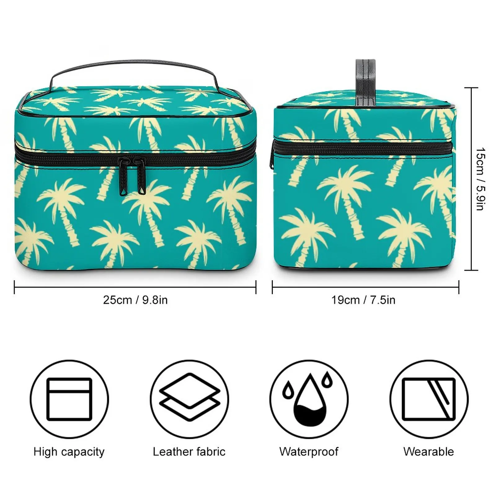Customized Pattern Makeup Bag Coconut Tree Pattern Makeup Bag Women Multifunction Cosmetic Bag Toiletries Organizer Storage Bag