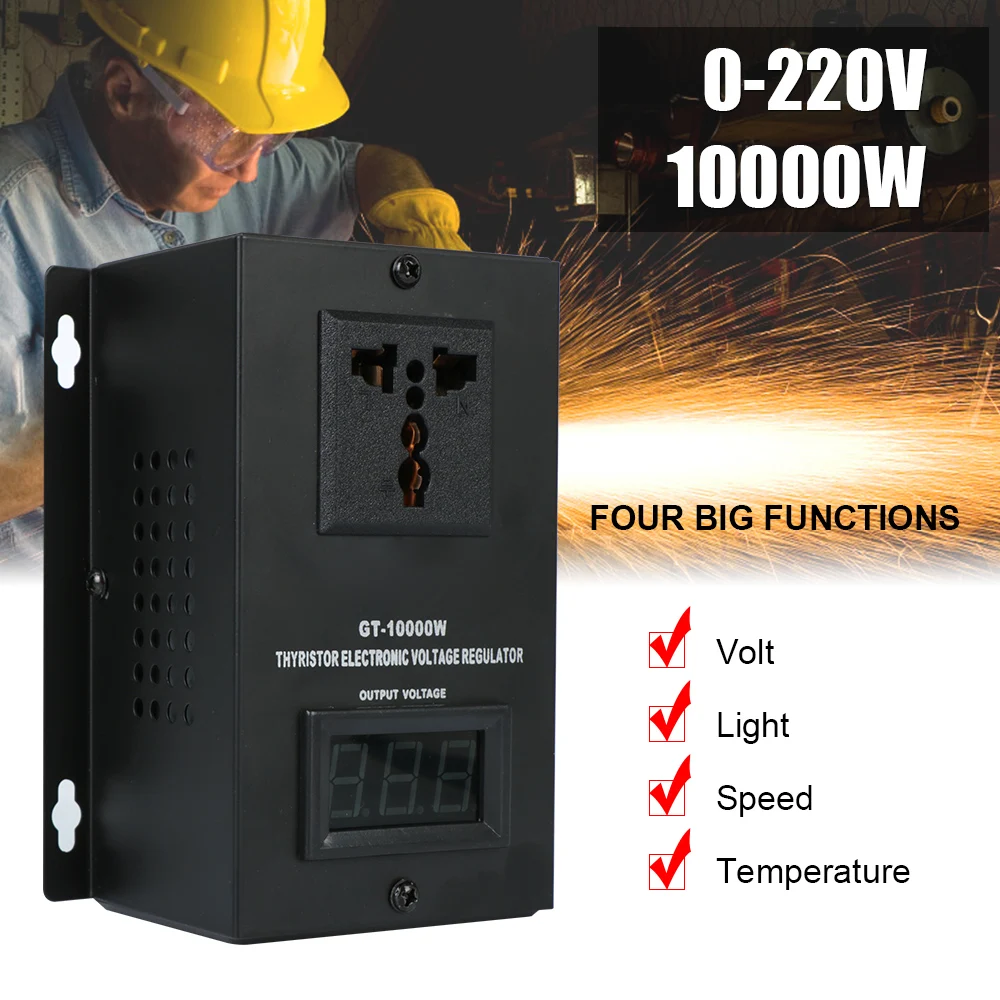 

Electronic Voltage Regulator SCR Dimmer Thermostat Temperature Speed Adjust Controller Dimming AC 220V 10000W