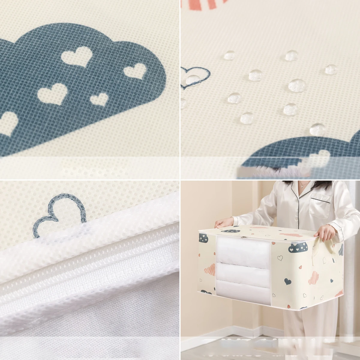 Quilt Storage Bag Clothes Blanket Closet Sweater Foldable Organizer Box Durable Cartoon Print Winter Clothes Cabinet Organizer