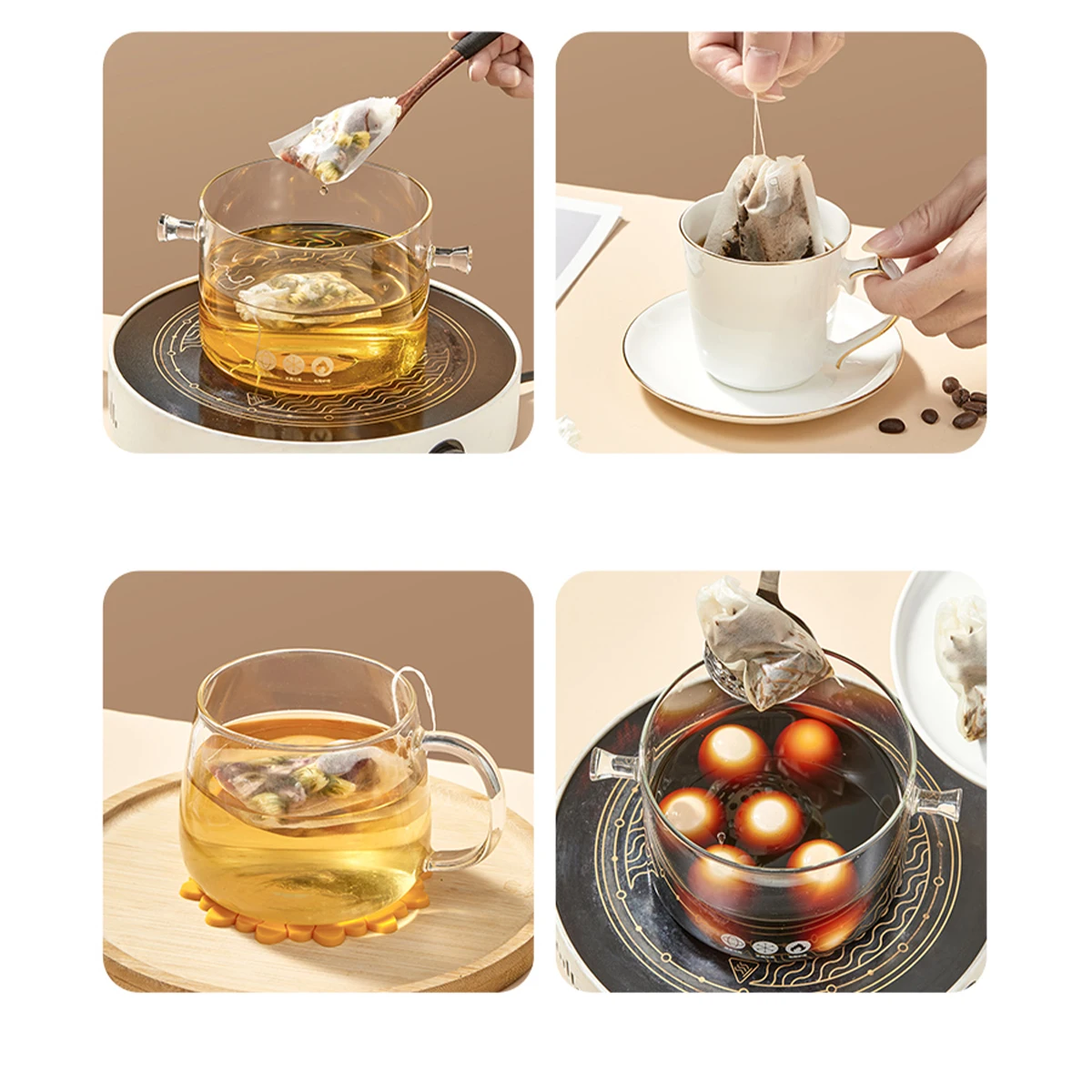 WORTHBUY food grade tea bags with drawstring 100/200 PCS non woven fabric disposable tea filter bag spice infuser bag tea infuser tea filter
