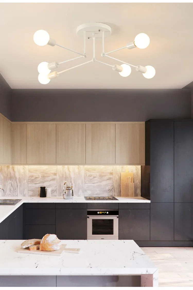 Description Picture 4 of itemNordic Creative Ceiling Lamp Minimal Postmodern Iron Lamps Black Gold Bedroom Study Living Room LED Ceiling Lamp