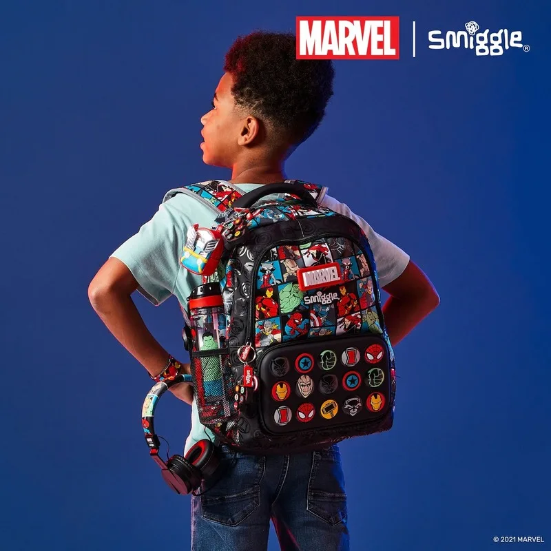 Marvel Co-Branded Smiggle Backpack For Students With Light Weight And Reduced Burden Spider-Man Cartoon Large-Capacity Backpack 4