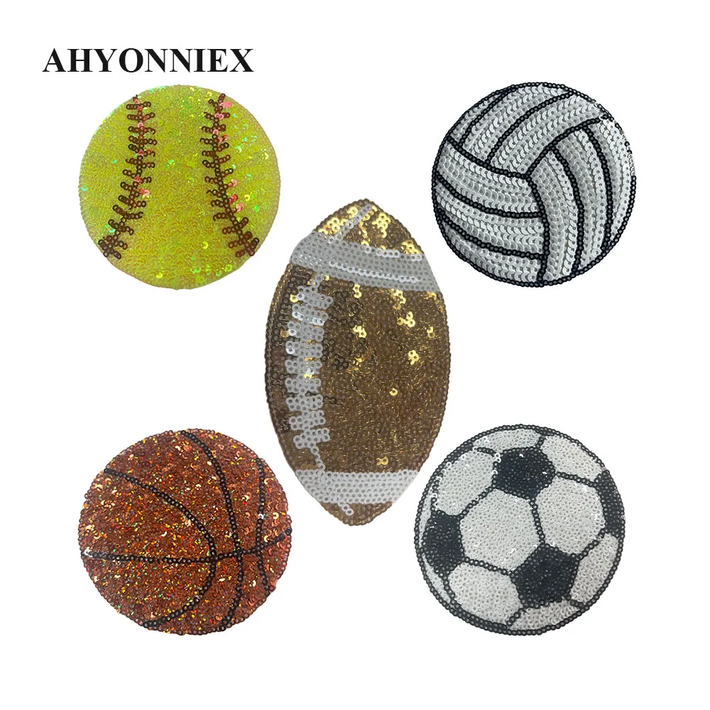 1-teilige niedliche Cartoon-Fußball-Basketball-Baseball-Pailletten-Kleidungsflicken für Kleidung, Parch-Aufkleber zum Aufbügeln mit Pailletten – Detail 8