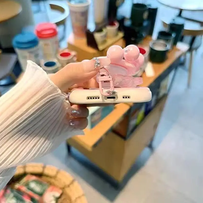 3D Pink Peach Holder Stand Bracelet Chain Case for Samsung Galaxy A34 A55 S24 Ultra S22 S23 Plus  A13 A54 A53 Cover Soft Capa_voghion.com