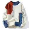 2023 New Patchwork Sweater Trend High Street Fashion Autumn and Winter Warm Men's Top Hip-hop Street Clothing 1