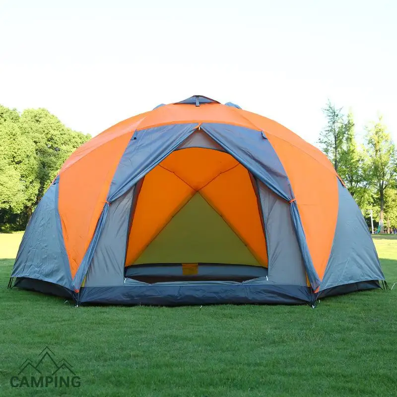 

Outdoor Camping Tent Yurt Double Deck Inside And Outside Account Design 3 Door 6 Corner Tent 8-10 People Large Manual Tent