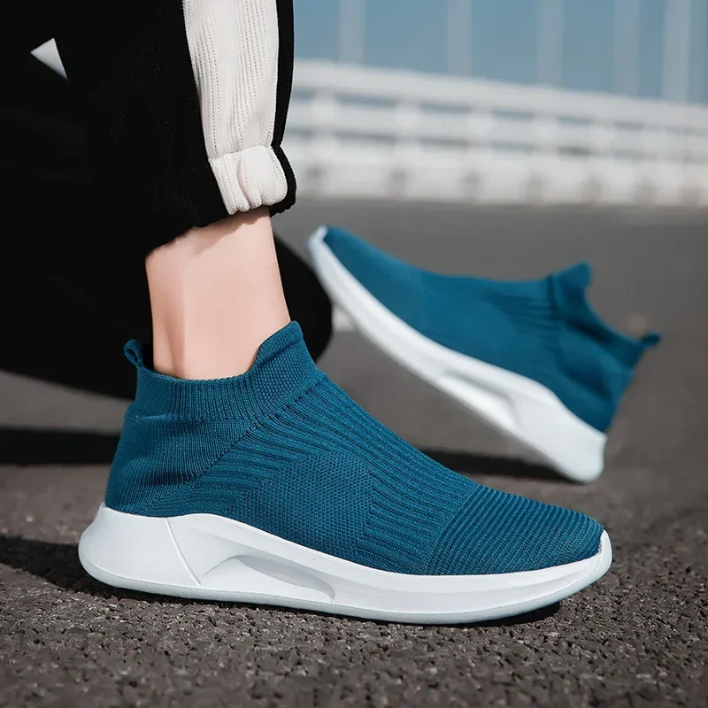 Slip-On Mens Shoes Stretch Fabric New Light Comfortable Walking Casual Shoes for Men Breathable Unisex Men Women Loafers Black 2