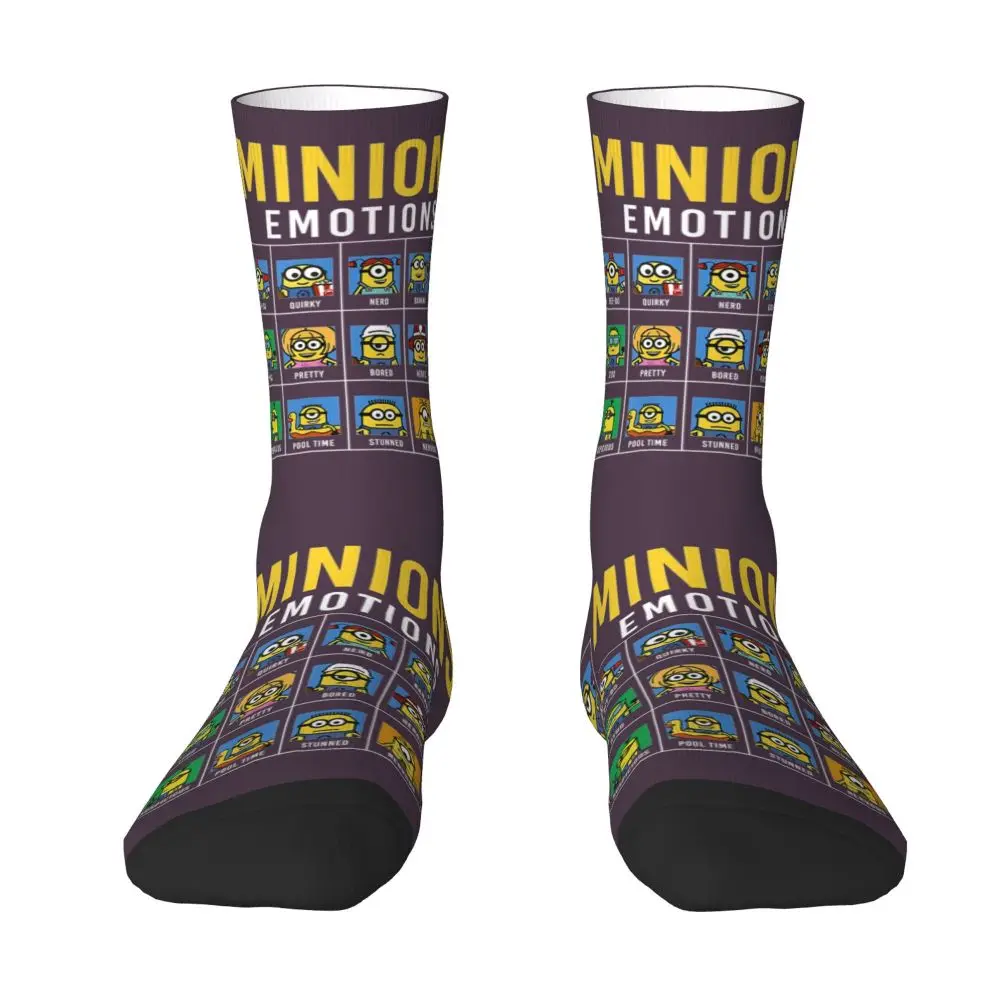 Custom Cool Print M- Minions Cartoon Socks for Women Men Stretchy Summer Autumn Winter M- Minions Bananas Crew Socks 91