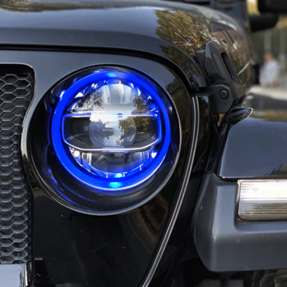 

SXMA JL1117 LED Headlight Blue Light Round Shape High/ Low Beam High Power Led Car Head Lamps For Jeep Wrangler JL 18+
