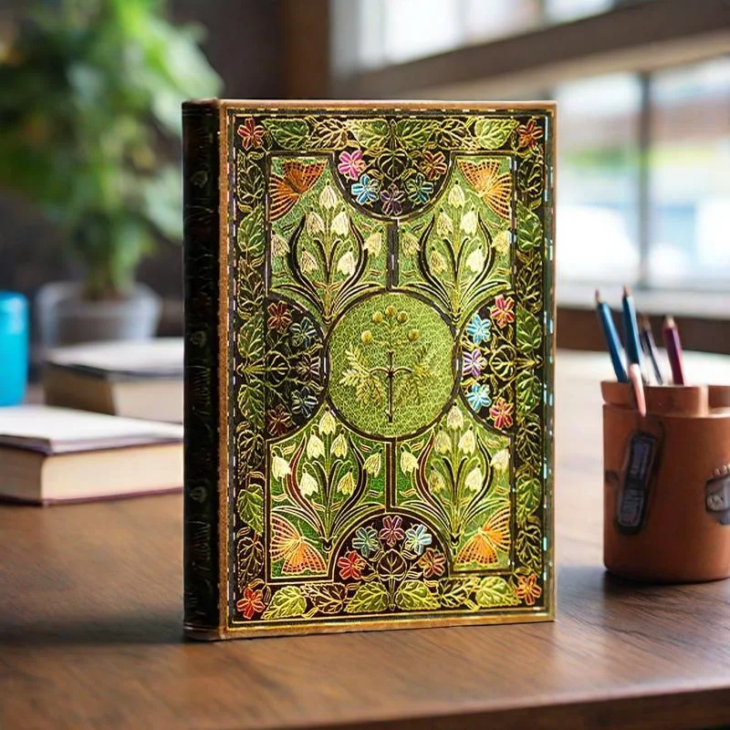Wooden Hardcover Notebook with Bronzing Carving for Business Diary