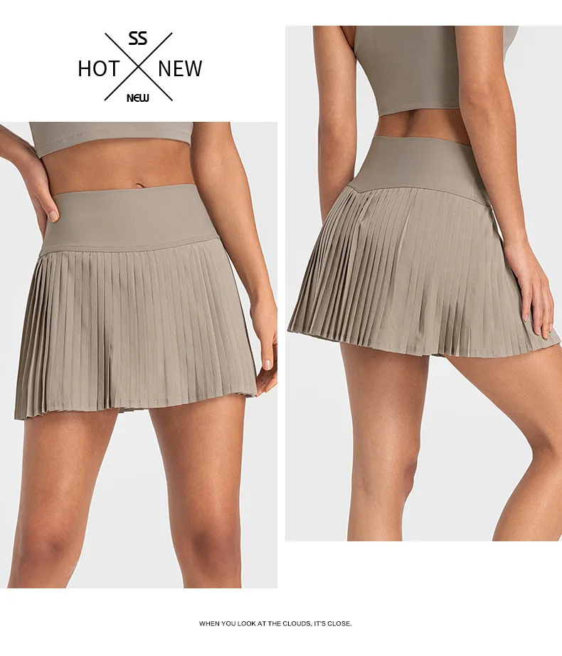 Female Mini Skirts Running Skirts Sports Skirts Women Sports Tennis Skirts High Waist Tights Yoga Tennis Shorts Dress With Pockets Pleated Pocket Skirt Anti-Exhaust Quick Dry
