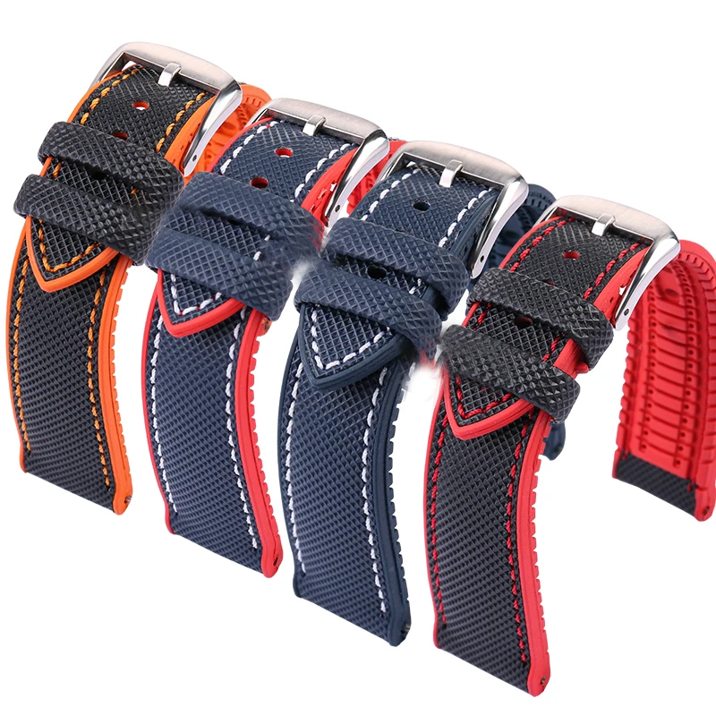 Enhanced Hybrid Fluoro Rubber Canvas Nylon Watch Strap