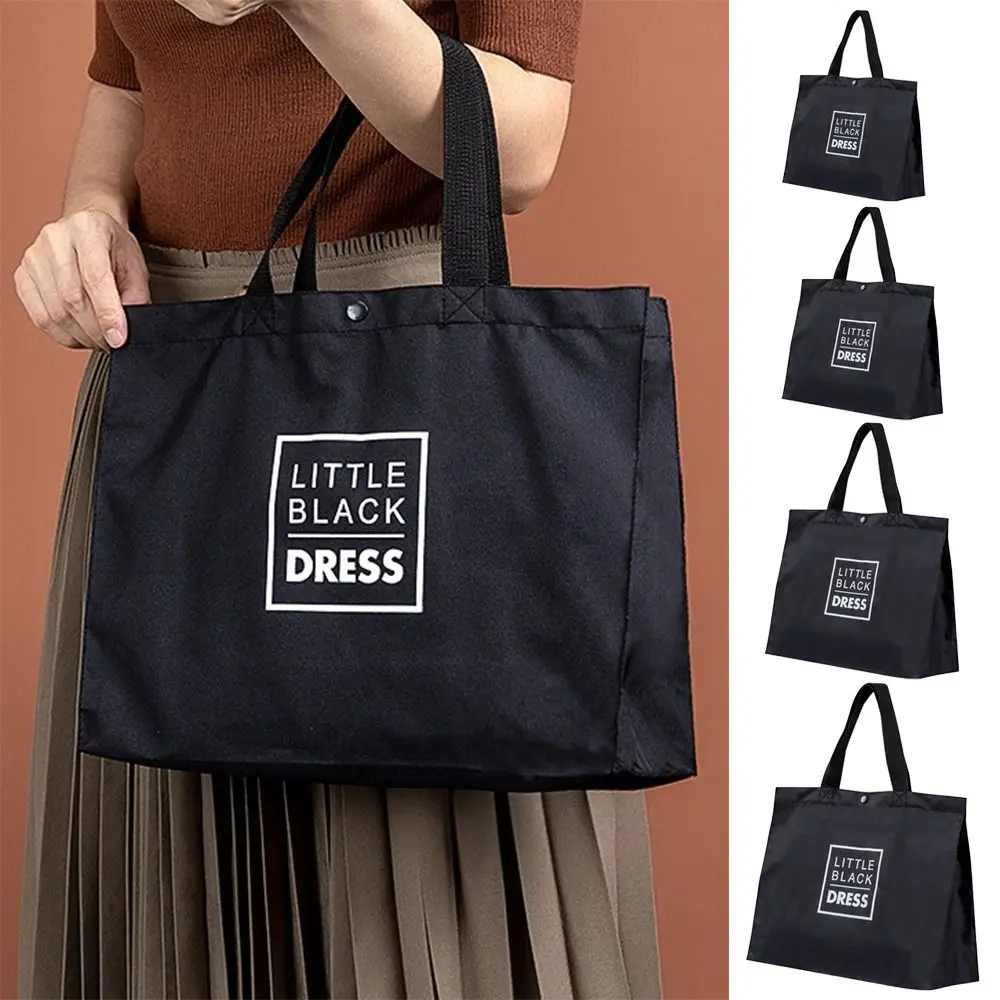 

Reusable ECO Friendly Shopping Bag New Oxford Cloth Foldable Black Tote Bag Shopper Handbag Large Capacity Shoulder Bag