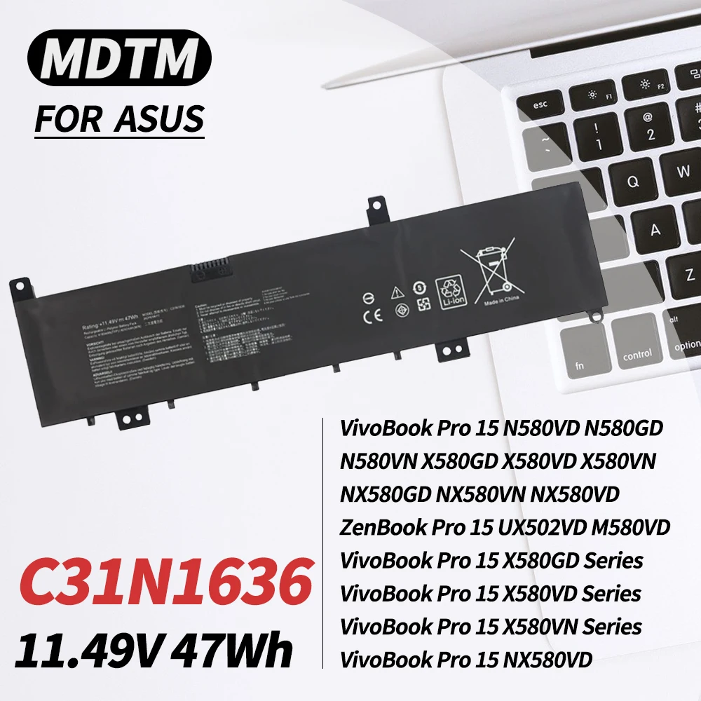 Batteria Per Laptop C31N1636 Per Asus Vivobook Pro 15 N580Vd N580Gd N580Vn X580Gd X580Vd X580Vn Nx580Vd M580Gd Zenbook Pro 15 Ux502Vd