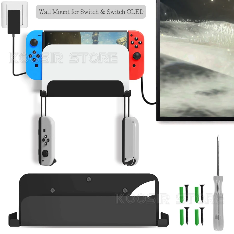 Support mural pour Nintendo Switch et Switch OLED, support de support,  mallette de rangement, support de bureau, supports près de la télévision