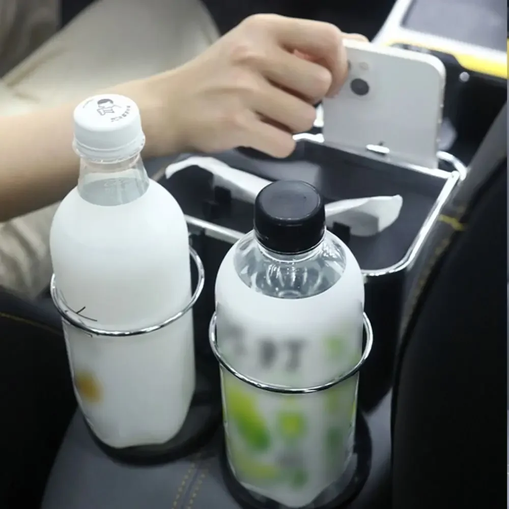 Foldable Car Armrest Storage Box with Cup Holder Phone Stand Waterproof Tissue Case Detachable Large Capacity
