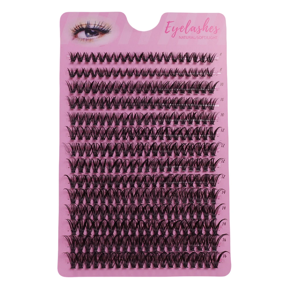 14pcs 40D 8-16mm mixed D-roll clustered eyelashes, single eyelash extension, soft and natural false eyelashes, DIY eyelash exten
