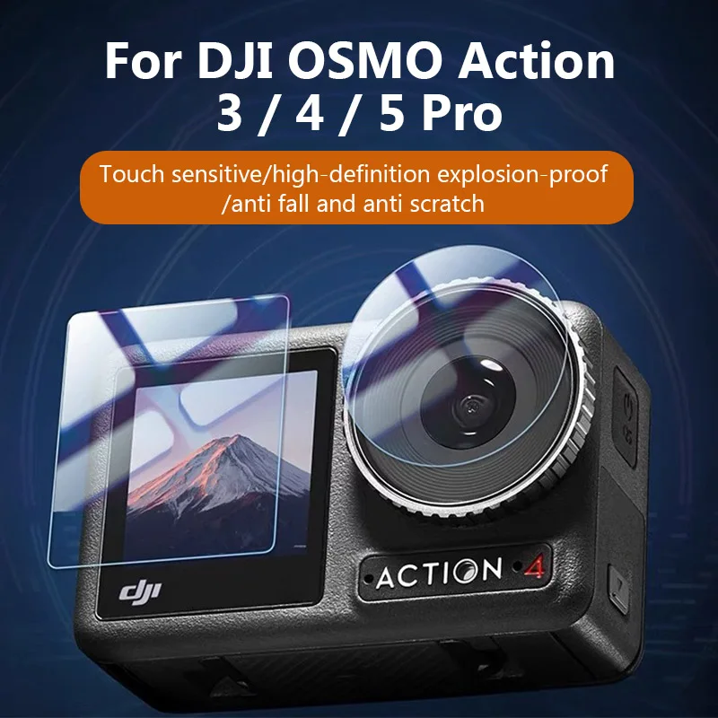3pcs Protection Films Lens Screen Tempered Glass Films for DJI OSMO Action 5 Pro 3/4 Camera 9H hardness Prevents Scratches