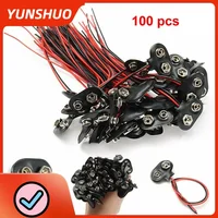 100 ชิ้น/ล็อต 9V แบตเตอรี่ Snap คลิป T สไตล์สายไฟผู้ถืออะแดปเตอร์ 150 มม 1