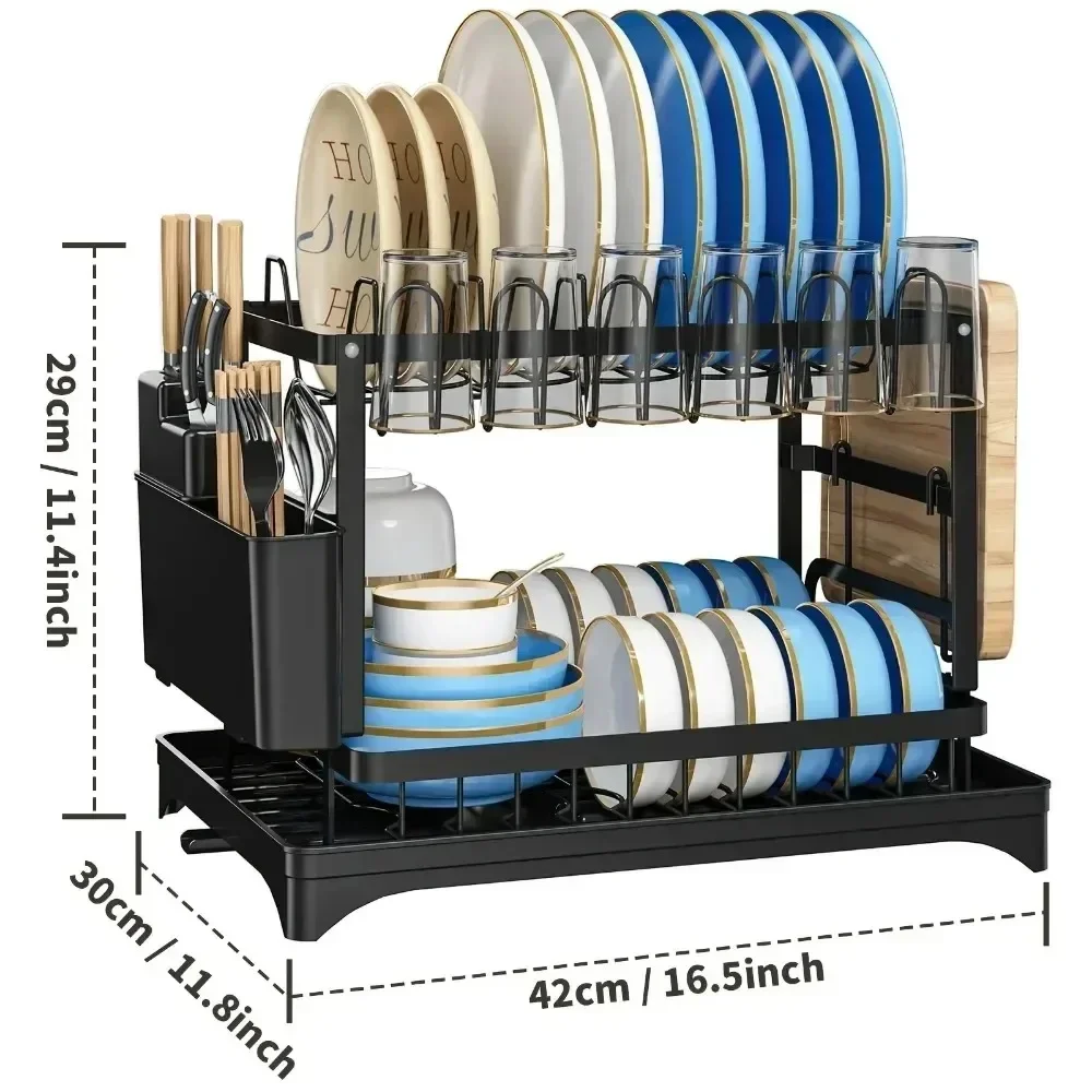 Bowl Drain Rack Household Draining Shelves Double Layers Countertop Organizer Shelf Portable Kitchen Tableware Drainage Racks