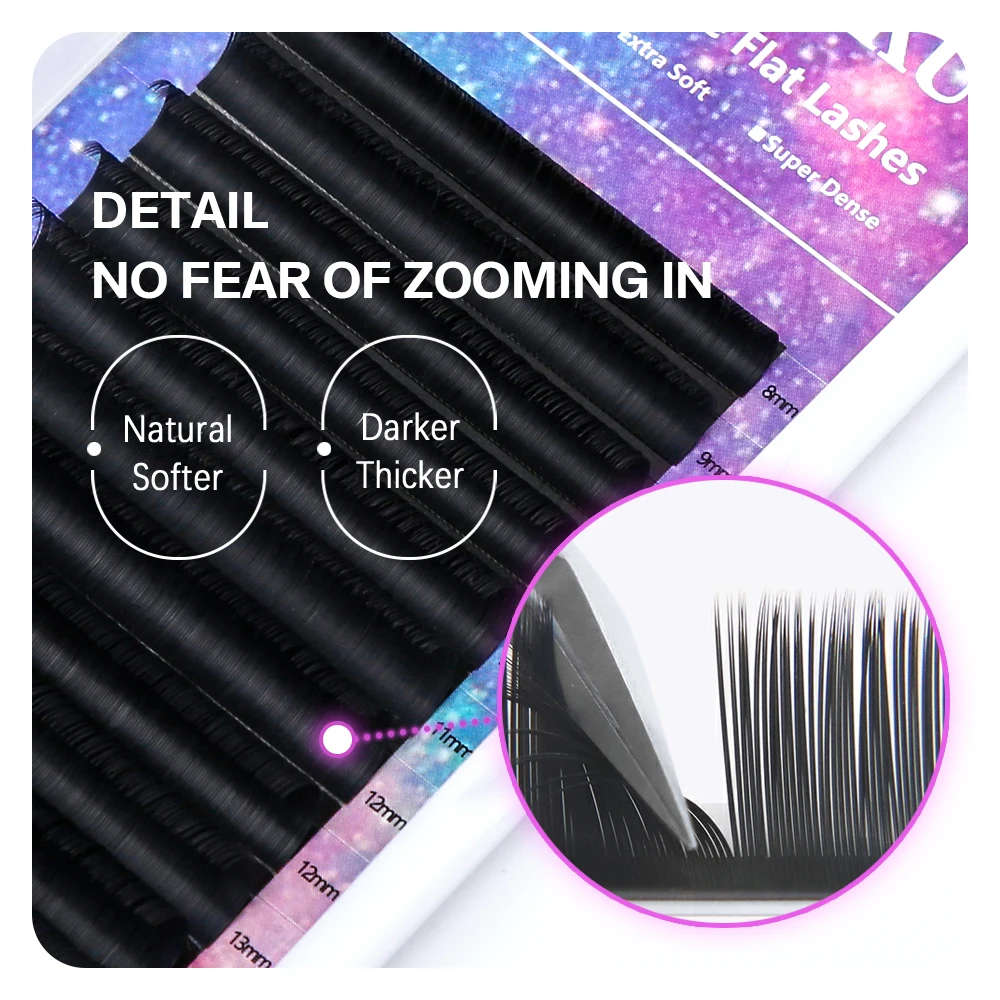 C/D Curl Flat Lashes Extension For Professionals Ellipse Flat Lash Super Matte Silk Mink Eyelash