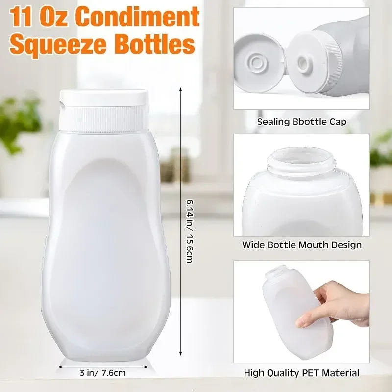 Storage Box 1/10PCS Sauces Squeeze Bottles with Lids PE Thickened Ketchup Salad Dressing Dispenser Liquid Storage Container for Kitchen Camp