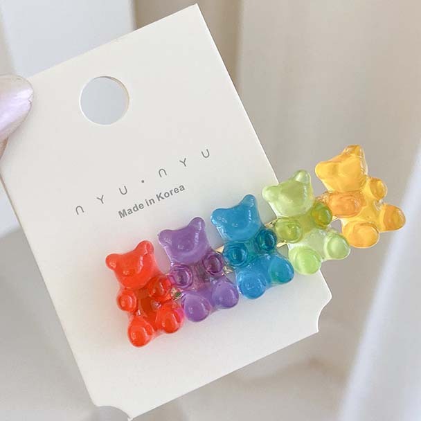 Color Jelly Bear Hair  Barrette Clips Barrettes Cute Cartoon Animal Hairpin Women Girls Hairgrips Hair Acccessories Gifts