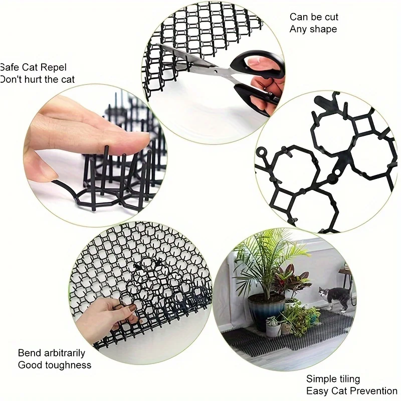12pcs Cat Repellent Mat, Anti-cat Cushion, Staircase Balcony Gardening Anti-cat Cushion, Plastic Net To Drive Away Cats