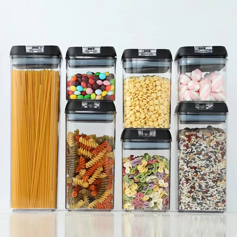 Food Storage Container Kitchen 6pc Air Tight Size 1.2L/0.8L/0.5L Square  Jars