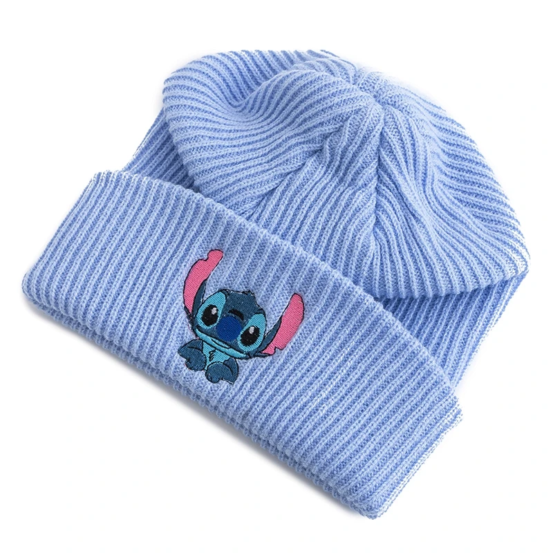 Hot Sale Stitch Beanie Hat Women Cute Cartoon Winter Knitted Cap Gift For Adult Kids Warm Knitted Caps
