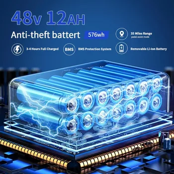 Adult folding electric bicycle, 400W (peak 500W) motor, 23MPH maximum speed foldable, 48V12AH battery 35 miles per hour 2