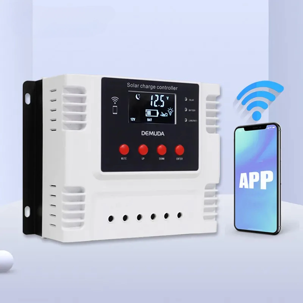 

Smart Solar Charge Controller with WiFi App Control for 12V/24V/48V 10A 20A 30A 40A 50A 60A Lithium and Lead-Acid Batteries