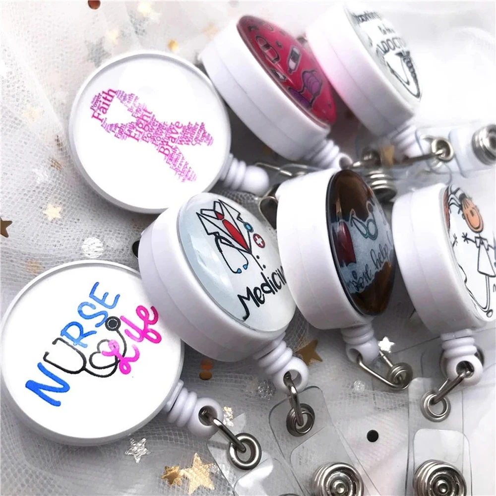 

Students Office Supplies Medicine Reel Clip Cartoon Retractable Badge Reel Name Card Holder Badge Holder Nurse Doctor