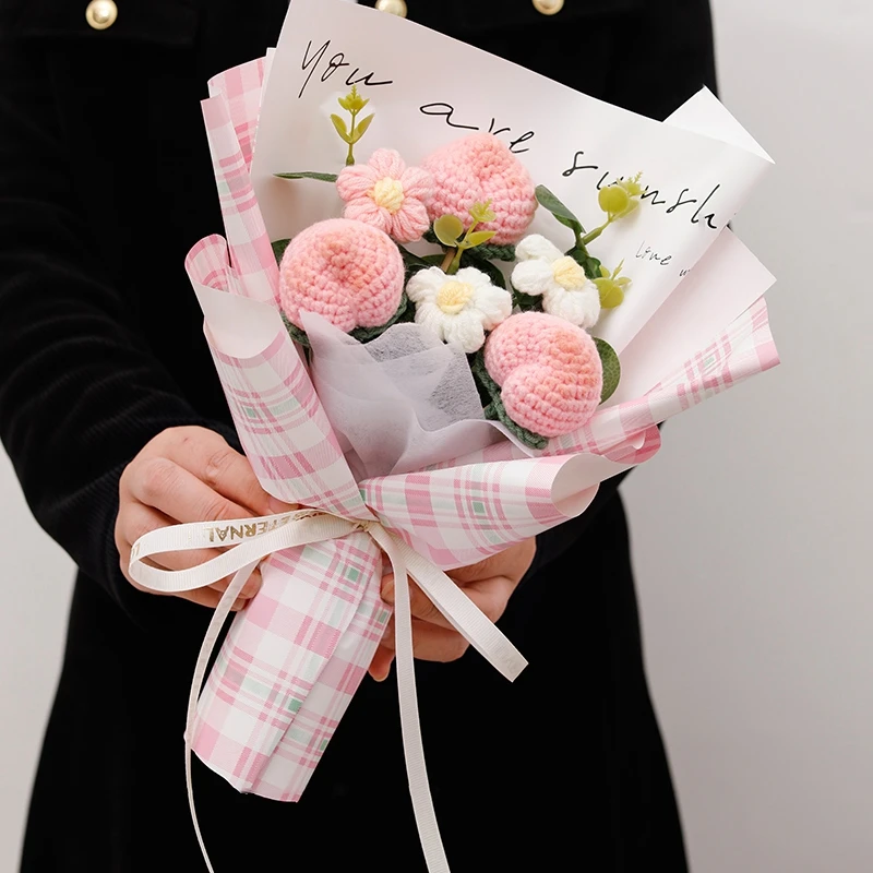코바늘 꽃다발 어머니의 날 꽃다발 졸업 꽃다발 조화 웨딩 선물 완성된 해바라기 홈데코