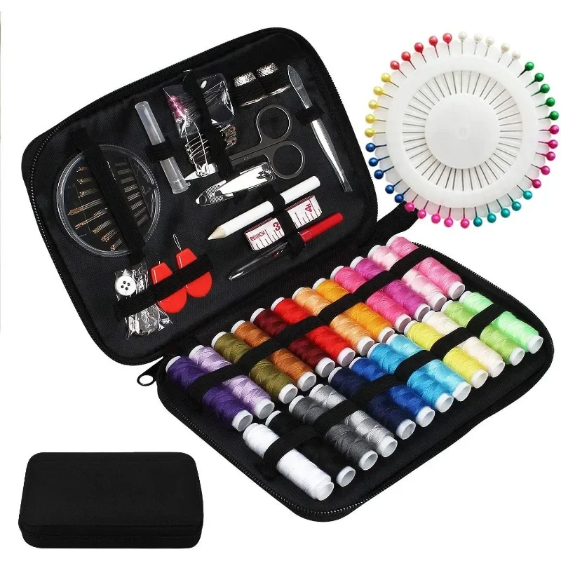 Complete Sewing Kit with Threads Needles Scissors Tape Measure Buttons Portable Travel DIY Embroidery Handwork Sewing Tool Set - 4