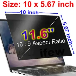 Enhanced Privacy Matte Screen Protector for Laptops - Anti - Spy/Glare Film (11.6inch - 10x5.67)