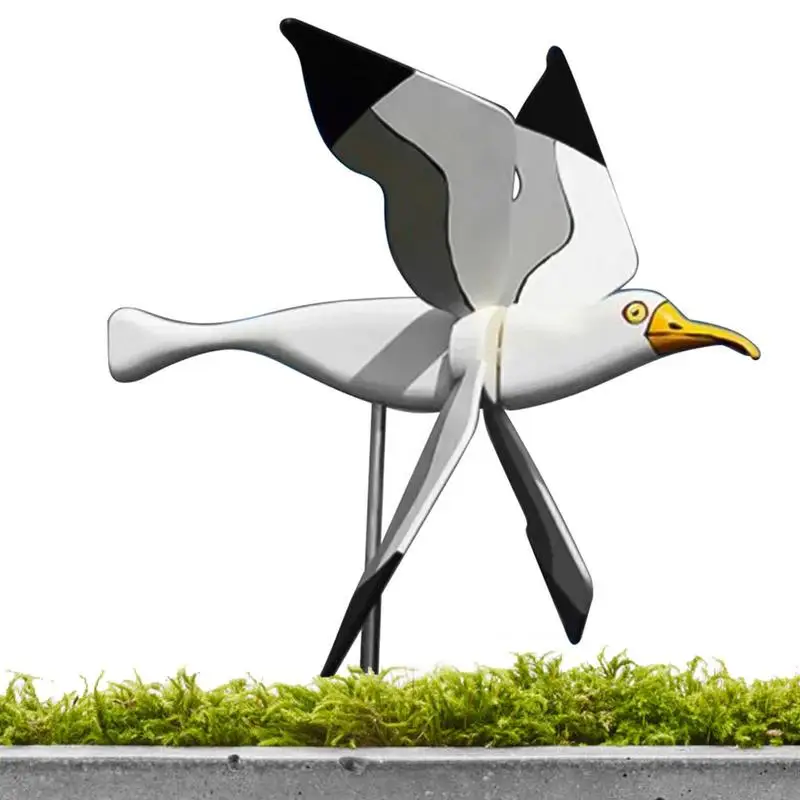 

Sea Gull Windmill Waterproof Outdoor Garden Statue Art Whirligig Sea Gull Stick Courtyard Decor Garden Wind Indicator Ornament