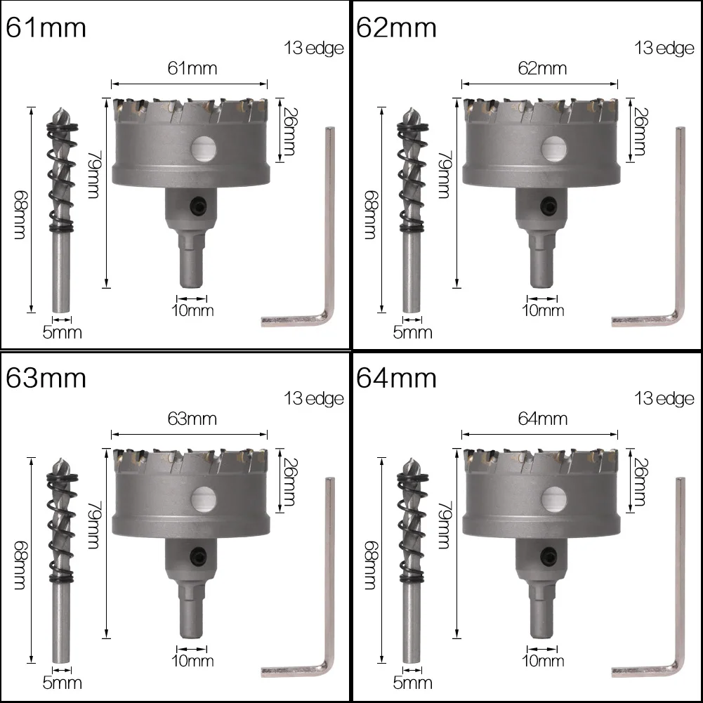 12-200mm TCT Trou Scie Forets Alliage Carbure Cobalt Plaque D'acier Inoxydable Fer Métal Kit De Coupe 1 Pièces (Size : 12mm