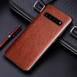 Premium Solid Color Business Phone Cover - Luxury PU Leather & Soft TPU/Hard PC for S9 (Brown)