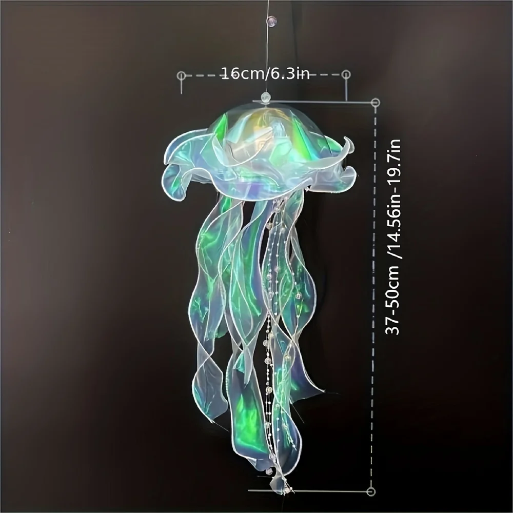 1pc Handmade DIY Jellyfish Lantern, Upgraded Thick Material, Decorative Hanging LED Light, Room Decoration Light 4