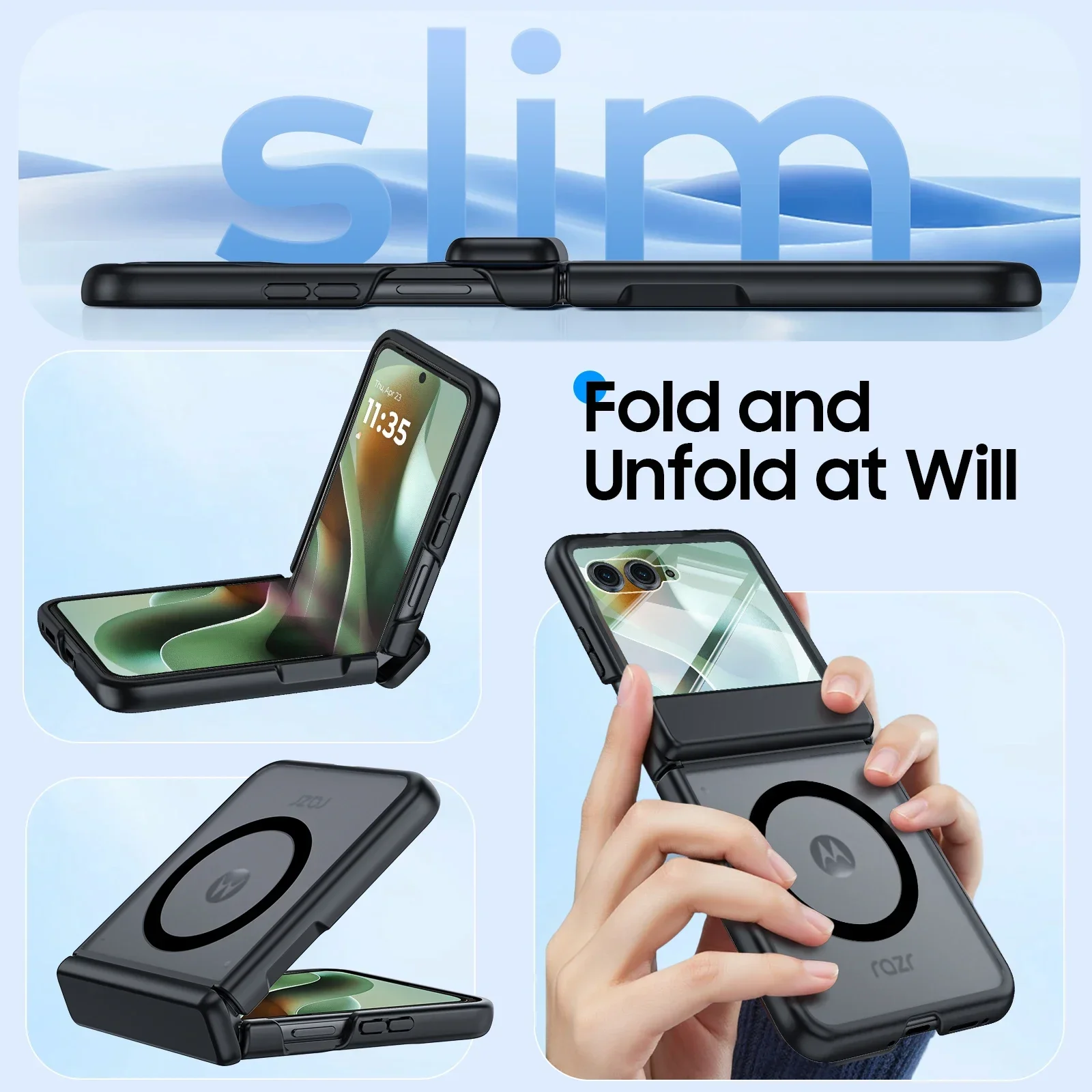 Enhanced Magnetic Translucent Matte Shockproof Phone Case with Screen Protector - Black