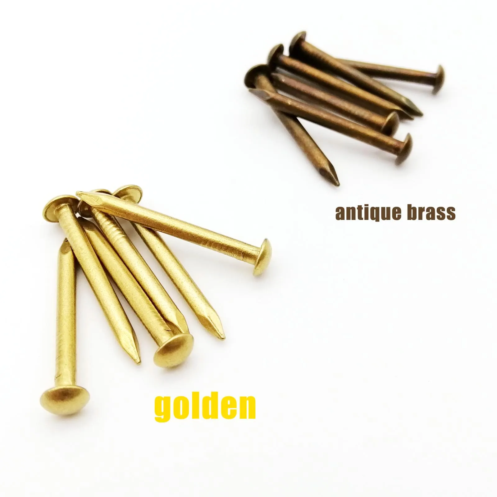 Laiton Antique Bronze doré diamètre 1.2mm 1.5mm 2mm 2.8mm cuivre pur petite Mini tête ronde meubles clou longueur = 8-50mm