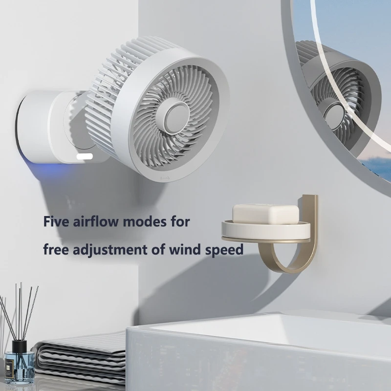 Lenovo Portable Rechargeable USB Wall Hanging Air Fan Remote Control Folding Shake Head Fan with Nightlight Air Cooler Household 3