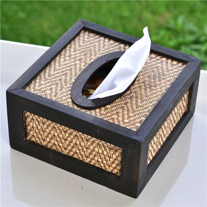 

Straw Woven Paper Extraction Box Dining Room/Living Room Tissue Box Southeast Asia Retro Pastoral Style Home Decoration