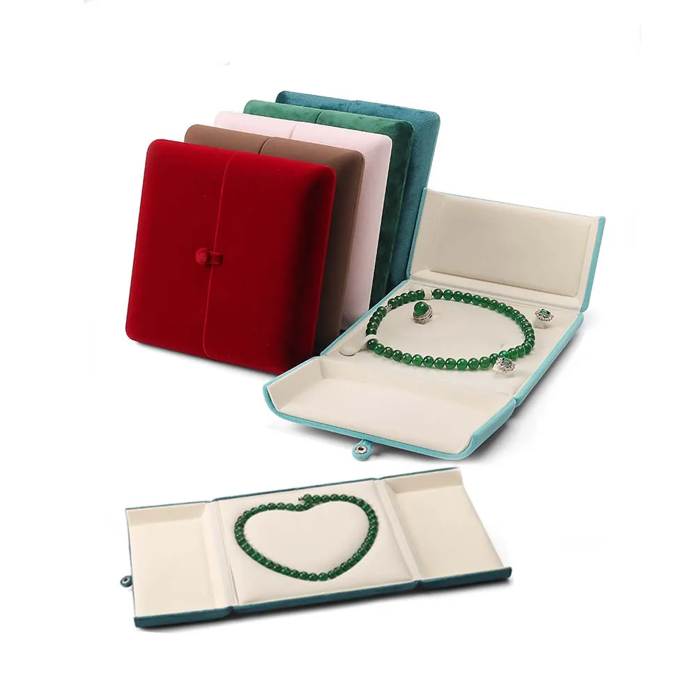 Velvet Double-Sided Opening Jewelry Packaging Box Display Ring Box Pendant Necklace Bracelet Organizer Storage Box green velvet double sided jewelry display empty plate for earring necklace bracelet watches jewellery organizer trays 4 colors