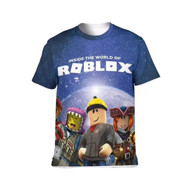 Cartoon Game Anime Peripheral ROBLOX Virtual World Short-sleeved T-shirt  Men's Trend Splicing Loose Half-sleeved Clothes