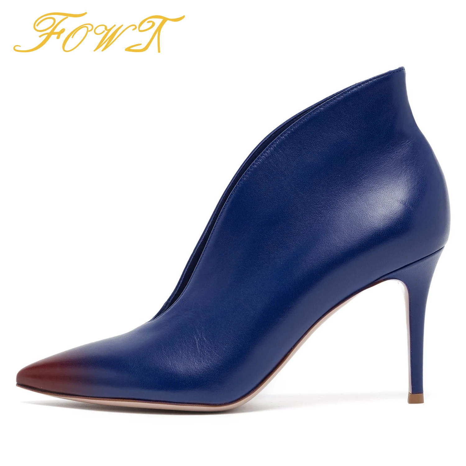 

High Thin Heels Women's Pumps Red Pointed Toe Stilettos Short Boots Autumn Sexy Dress Ladies Slip On Large Size 11 12 Shoes FOWT