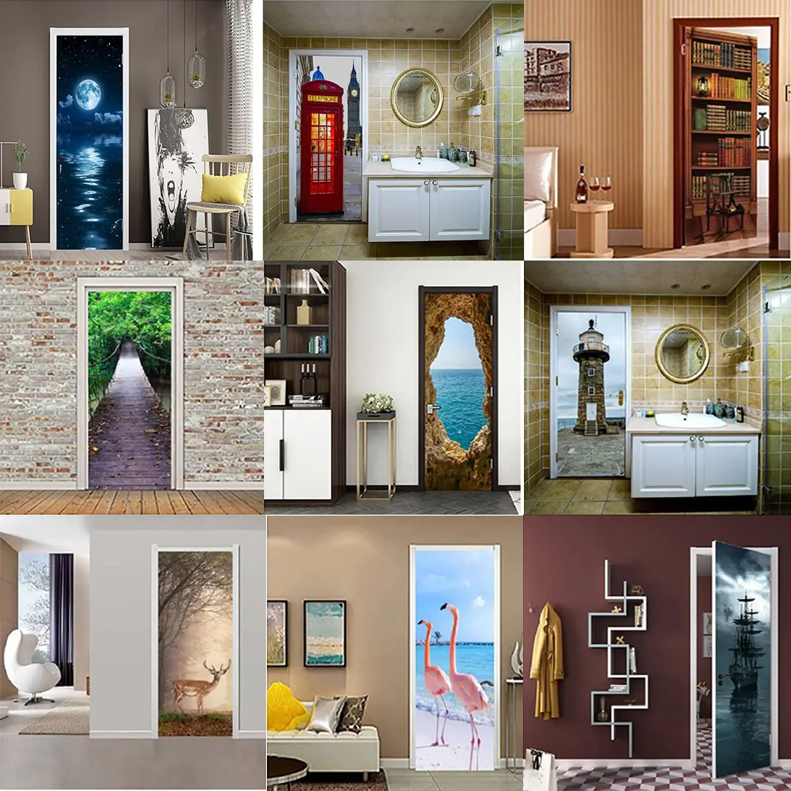 Door Stickers Wallpaper Personalized Door Sticker Mural PVC Mural DIY Home Decor Decals Upload Your Image Text door wallpaper stickers
