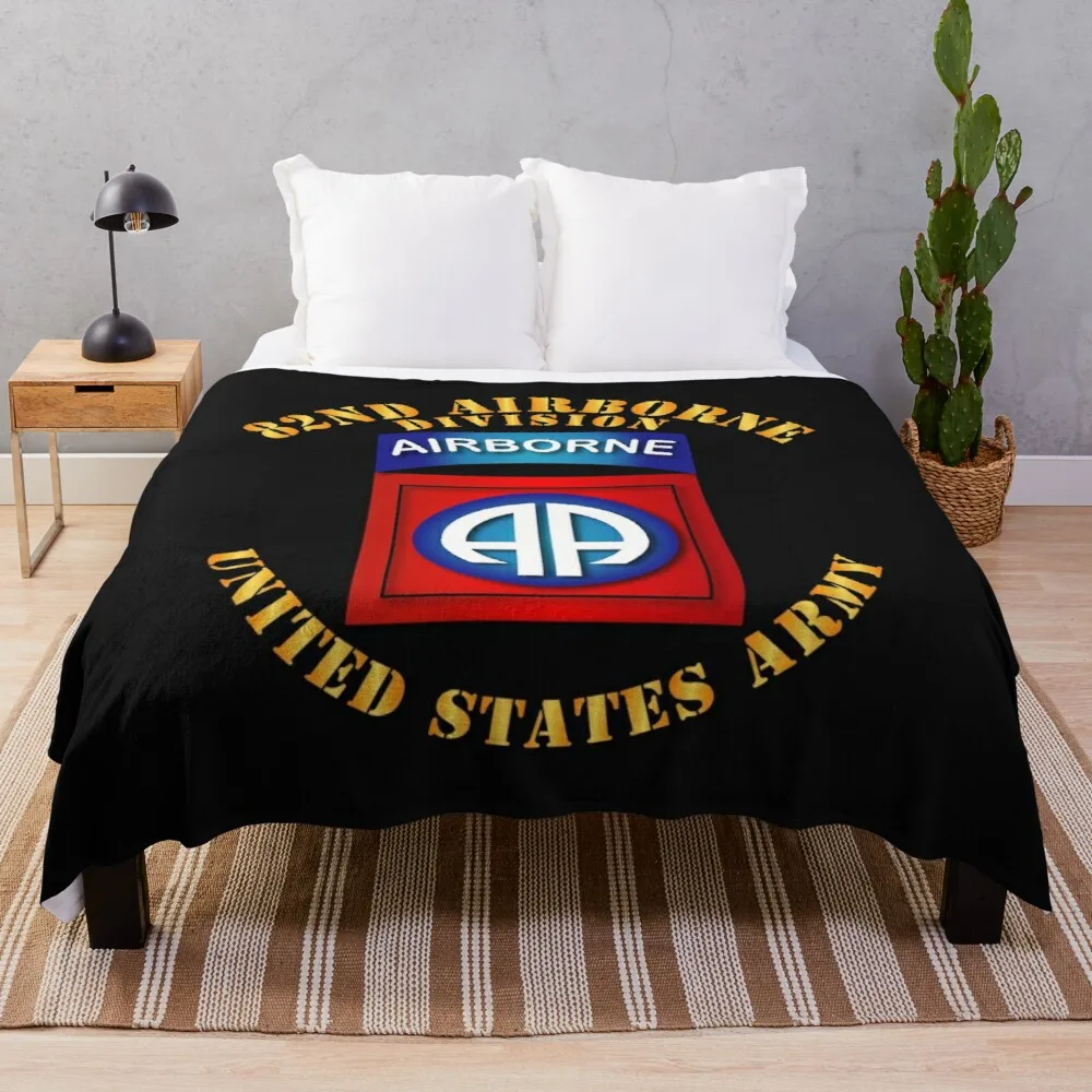 

Army - 82nd Airborne Division - SSI - Ver 2 Throw Blanket luxury blanket plush blankets synthetic skin blanket